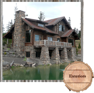 Big Sky Custom Log Home With Incredible Rock Work and Pond